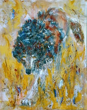Texturizado Painting - pinturas gruesas de lobo con textura